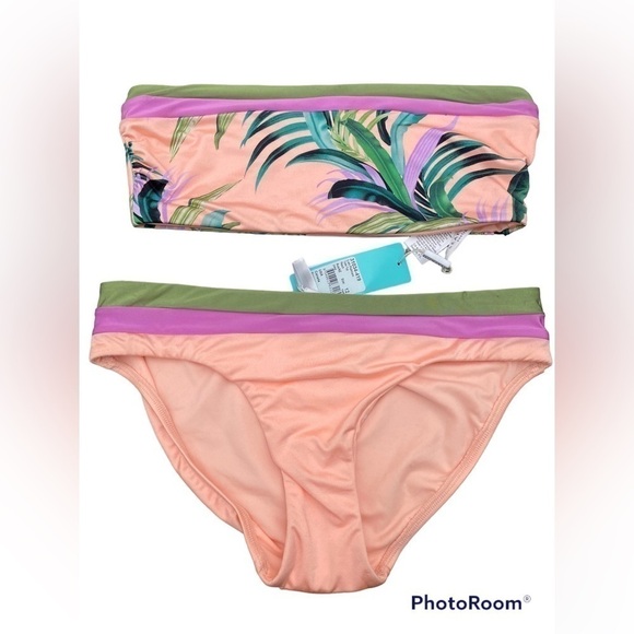 REVOLVE SEAFOLLY las palmas tube top multi color bikini set size 10 - Picture 3 of 7